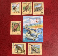 LAOS 1988 Bloc 1v Complete 6v Neuf MNH ** Mi 1075 / 1080 Bl 155 Reptil Reptile Rettile Schlange - Vor- U. Frühgeschichte