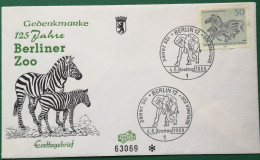 Deutsche Bundespost Berlin 1969 FDC 125 Jahre Berliner Zoo Zebra + SSt Elefant - Neufs