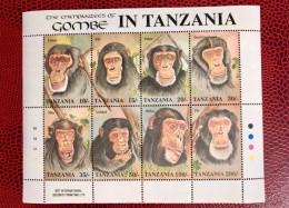 TANZANIE 1989 Bloc 8v Neuf MNH ** Mi 1233 / 1240 Singe Monkey Mamíferos Mammals Säugetiere Mammiferi Mammifère TANZANIA - Monkeys