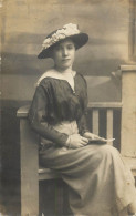 Social History Souvenir Real Photo Elegant Woman Lady Hat Flowers - Photographs