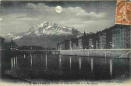 38 - Grenoble - Clair De Lune Sur L'Isère Et Le Moucherotte - CPA - Oblitération Ronde De 1928 - Voir Scans Recto-Verso - Grenoble