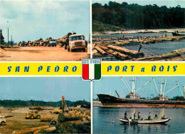 Cote D'Ivoire - San Pedro - Port à Bois - Multivues - Timber Port - Holzhafen - Automobiles - Camions - Bucherons - CPM  - Côte-d'Ivoire