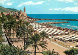 Espagne - Espana - Cataluna - Sitges - Paseo De Las Palmeras - Playa - Promenade Des Palmiers Et Plage - CPM - Etat Pli  - Barcelona