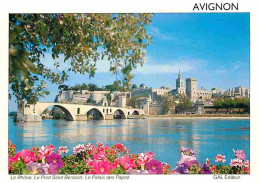 84 - Avignon - Le Rhône - Le Pont Saint Bénézet - Le Palais Des Papes - Fleurs - CPM - Voir Scans Recto-Verso - Avignon