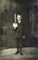 Social History Souvenir Real Photo Elegant Boy Candle Bible - Photographie