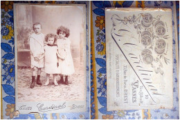 PHOTO GRAND CDV ENFANTS FRERE ET SOEURS MODE   Cabiinet CARDINAL A BREST - Anciennes (Av. 1900)