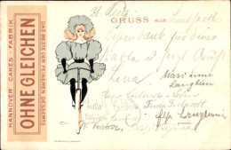 Art Nouveau Lithographie Frau Auf Einem Fahrrad, Reklame, Ohne Gleichen, Keksfabrik Hannover - Other & Unclassified