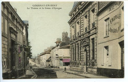 CPA 9 X 14  Seine Maritime  GOURNAY-EN-BRAY  Le Théatre Et La Caisse D'Epargne  Marchand De Fromages  Stand De Tir - Gournay-en-Bray