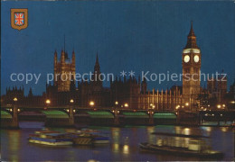 72354603 London Big Ben Houses Of Parliament And River Thames By Night - Otros & Sin Clasificación