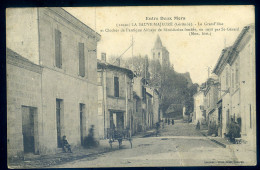 Cpa Du 33 La Sauve Majeure  - La Grand'rue , Clocher Abbaye      STEP156 - Sonstige & Ohne Zuordnung