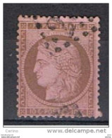 FRANCE:  1873  CERES  -  10 C. BRUN  ROSE  OBL. -  YV/TELL. 58 - 1871-1875 Cérès