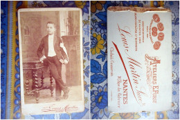 PHOTO CDV JEUNE GARCON COMMUNIANT   MODE Cabinet LOUIS MARTIN A RENNES - Antiche (ante 1900)