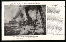 Künstler-AK Willy Stoewer: Kriegsschiff Emden Vernichtet Englische Handelsdampfer  - Krieg