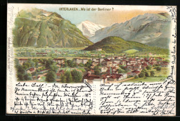 Lithographie Künzli Nr. 5011: Interlaken, Wo Ist Der Berliner?, Berg Mit Gesicht / Berggesichter  - Other & Unclassified