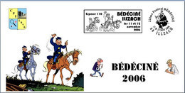BEDECINE 2006 ILLZACH Carte + Flamme + Cachet Timbre SAMMY CAUVIN & TUNIQUES BLEUES & AGENT 212 (06) - Fumetti