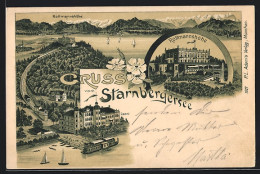 Lithographie Berg, Hotel Rottmannshöhe Und Hotel Leoni Am Starnbergersee  - Starnberg