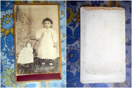 PHOTO CDV ENFANT JEUNE FILLE ET SON JOUET POUPEE POUSSETTE    MODE Cabinet Anonyme - Antiche (ante 1900)