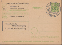 Niederrheinsche Philatelistentagung 1946 SSt DUISBURG F 11.5.46 Zudruck-GA - Briefmarkenausstellungen