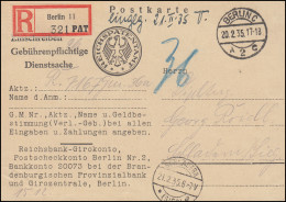 Gebührenpflichtige Dienstsache Reichspatentamt R-Postkarte BERLIN 20.2.1935 - Explorateurs