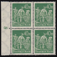 244d Freimarke Arbeiter 40 M, Dunkelolivgrün, Viererblock Rand Li. Postfrisch ** - Unused Stamps