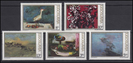 Jugoslawien: Gemälde & Paintings - Stillleben Und Tiere, 5 Werte, Satz ** - Other & Unclassified