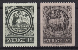 Schweden: Kunst Gemälde Heiliger Staffan & Gemälde Råda-Medaillon, 2 Werte ** - Altri & Non Classificati