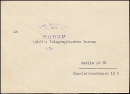 Brief Um 1930: REICHSTAG PRÄSIDENT An Wolff's Telegraphisches Büro In Berlin - Otros & Sin Clasificación