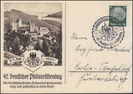 42. Deutscher Philatelistentag 1936 Schmuck-Postkarte SSt LAUENSTEIN 7.6.1936 - Philatelic Exhibitions
