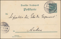 Postkarte P 36I Von BERLIN-REICHSTAG 15.1.1898 Nach AACHEN ANKUNFT 16.1.98 - Autres & Non Classés