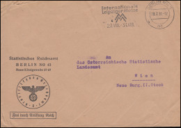 Frei Durch Ablösung Statistisches Reichsamt BERLIN 29.7.1939 Brief Nach Wien - Other & Unclassified