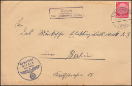 Landpost Rießen über Fürstenberg (Oder) Land 25.8.37 Brief Mit BS Der Gemeinde - Cartas & Documentos