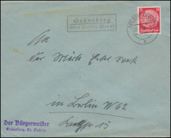 Landpost Grüneberg über Soldin (Neum.) 23.4.38 Auf Brief Vom Bürgermeister - Storia Postale