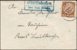 Landpost Göttlishofen über Isny (Württ.) 31.12.36 Auf Brief - Covers & Documents