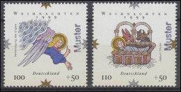 2084-2085 Weihnachten, 2 Werte, Satz Mit Muster-Aufdruck - Plaatfouten En Curiosa