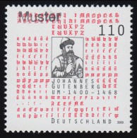 2098 Erfinder Des Buchdruckes Johannes Gutenberg, Muster-Aufdruck - Varietà E Curiosità