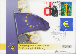 Euro-Einführung: Bargeldeinführung Schmuck-FDC Passender ESSt Bonn 10.1.2002 - Monedas