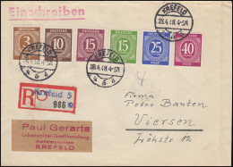 913ff Kontrollrat I Ziffern - MiF Auf R-Brief Not-R-Zettel KREFELD 5 - 28.4.1948 - Autres & Non Classés