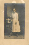 Social History Souvenir Real Photo Elegant Woman Dress Lady Deggendorf Flower Vase - Fotografia