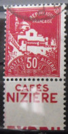 Timbre à Bande Publicitaire Algérie Mosquée De La Pêcherie 50 C Rouge N° 79A. Carnet Pub Publicité Cafés Nizière Double - Autres & Non Classés