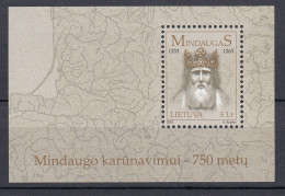 LITHUANIA 2003 King Mindaugas Map MNH(**) Mi Bl 28 #Lt1019 - Lituanie