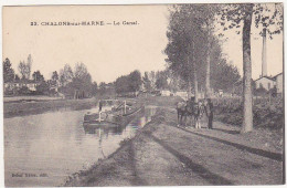 51 - CHALONS-sur-MARNE -  Le Canal - 1916 - Chevaux Tirant Une Péniche - Châlons-sur-Marne
