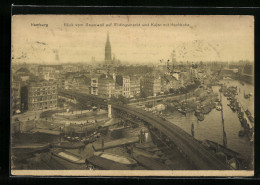 AK Hamburg, Blick Vom Baumwall Auf Rödingsmarkt Und Kajen Mit Hochbahn  - Mitte