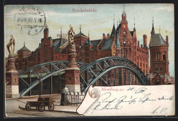 Lithographie Hamburg, Ansicht Der Brooksbrücke  - Mitte