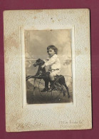 100524 - PHOTO ANCIENNE FORMAT CABINET L PORTAS PERIGUEUX - Enfant Jouet Tricycle Cheval Vélo - Objets