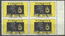 Turkey; 1959 75th Anniv. Of Istanbul College ERROR "Partially Imperf." - Nuevos