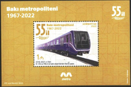 Mint Stamp 55 Years Of Baku Metro 2022 From Azerbaijan - Eisenbahnen