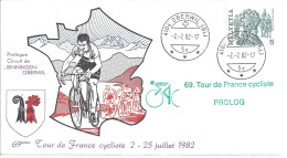 ENVELOPPE OFFICIELLE TOUR De FRANCE CYCLISTE 1982 - PROLOGUE - BINNINGEN-OBERWIL - Gedenkstempel