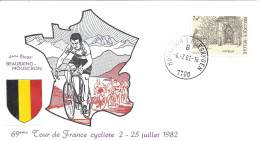 ENVELOPPE OFFICIELLE TOUR De FRANCE CYCLISTE 1982 - 4e ETAPE BEAURAING MOUSCRON - Cachets Commémoratifs