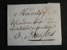 DO12  FRANCE   BELLE LETTRE  1822 ANGERS A BAUFORT  +GRIFFE ROUGE + + AFF. INTERESSANT+++ - 1801-1848: Precursores XIX