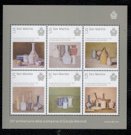 San Marino 2024 - 60° Anniversario Della Scomparsa Di Giorgio Morandi 6v In Foglietto Complete Set ** MNH - Nuevos